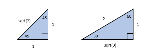 Right triangles 30 45 60 with side lengths